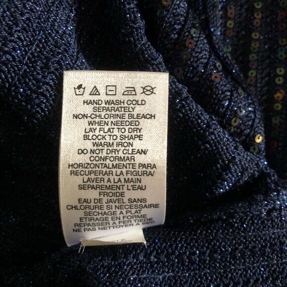 Sigrid Olsen Women’s Double V-neck Sequin Navy Blue Special Occasion Tank Med - Picture 10 of 11